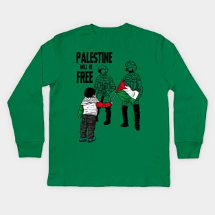 free palestine, the strongest kids ever Kids Long Sleeve T-Shirt